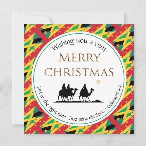 JAMAICA GRENADA Dual Flag Three Wise Men Christmas Holiday Card