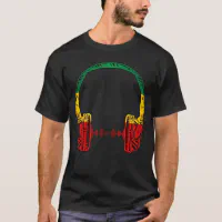 One Love Shirt Rastafarian Headphones Reggae Jamaican Pride 