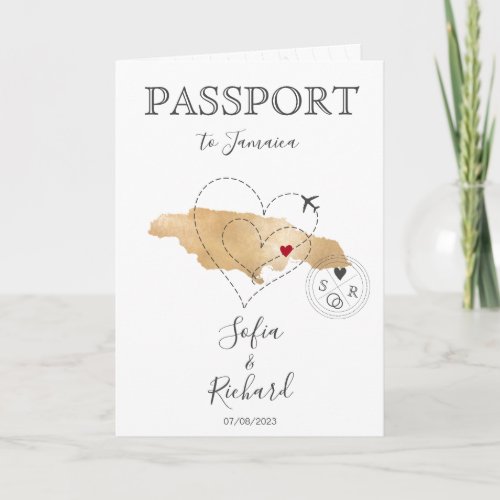 Jamaica Heart Destination Wedding Passport  Invita Invitation