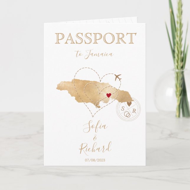 Jamaica Heart Destination Wedding Passport  Invita Invitation (Front)