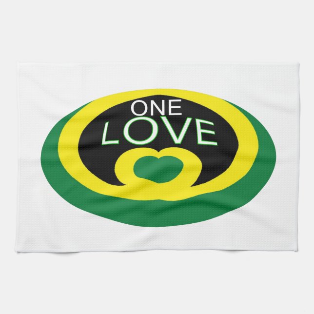 Jamaica heart flag one love heart design towel (Horizontal)