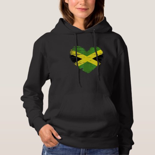 Jamaica Heart Jamaican Flag Jamaican Pride Hoodie