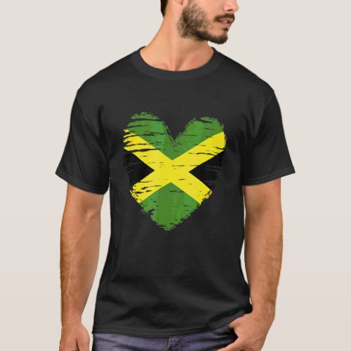 Jamaica Heart Jamaican Flag Jamaican Pride T_Shirt