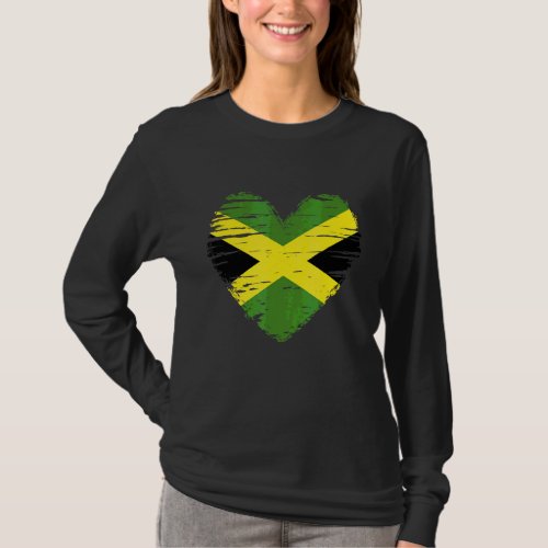 Jamaica Heart Jamaican Flag Jamaican Pride T_Shirt