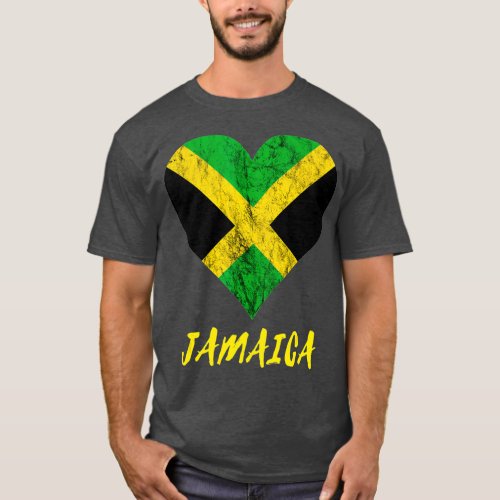 Jamaica Heart Jamaican Roots Jamaica Trip Flag T_Shirt