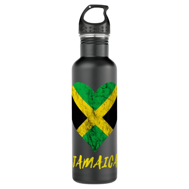 Jamaica Heart Jamaican Roots Jamaica Trip Jamaican Stainless Steel Water Bottle (Front)