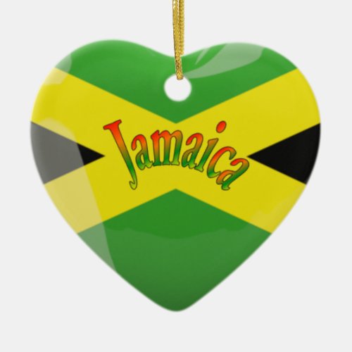 Jamaica Heart Love Ceramic Ornament