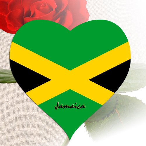Jamaica Heart Sticker Patriotic Jamaican Flag Heart Sticker