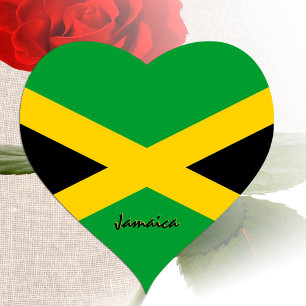Jamaica Heart Sticker, Patriotic Jamaican Flag Sticker