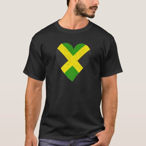 Jamaica Heritage Heart Jamaican Flag Pride T_Shirt