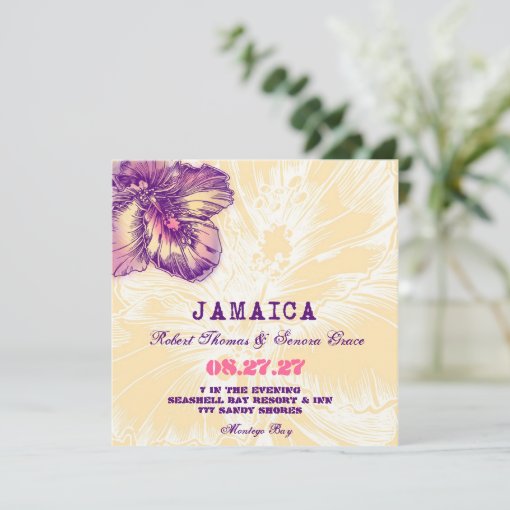 JAMAICA Hibiscus Destination Invitation Zazzle