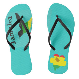 Jamaica, hummingbird and flower flip flops