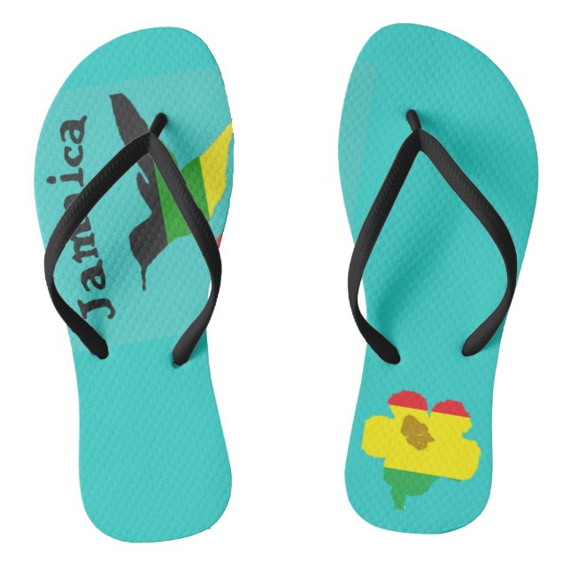 Jamaica, hummingbird and flower flip flops (Footbed)