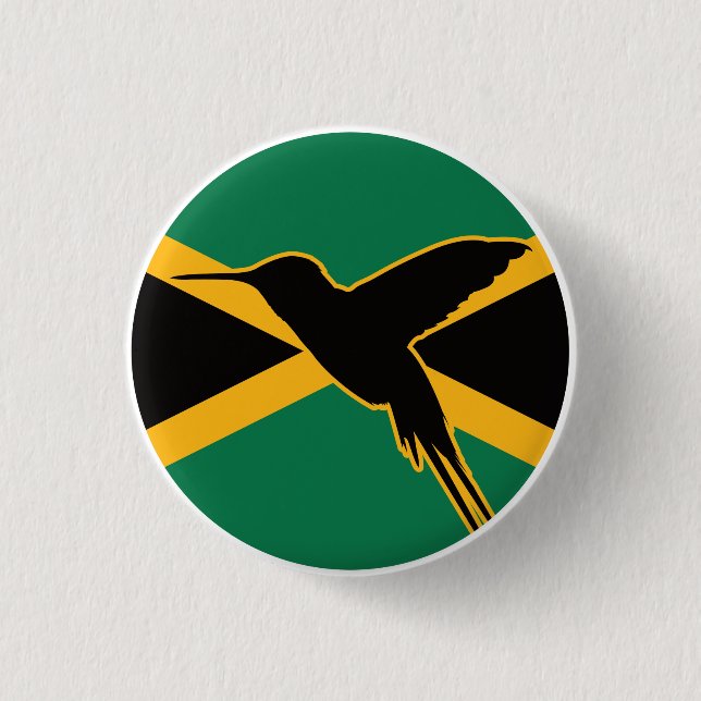 Jamaica Hummingbird Jamaican National Animal Flag Button (Front)