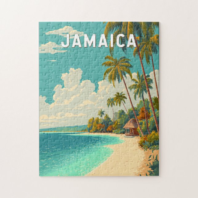 Jamaica Illustration Travel Art Vintage Jigsaw Puzzle (Vertical)