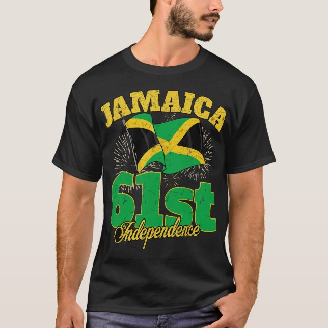 Jamaica Independence Day 61st 1962 Jamaican Flag T-Shirt (Front)