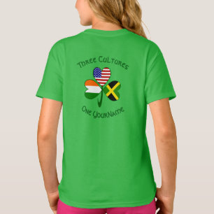 Jamaica Ireland USA Shamrock Personalized Text T-Shirt