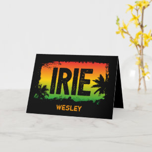 Jamaica IRIE Tropical Palm Tree Rasta Flag Colors Card