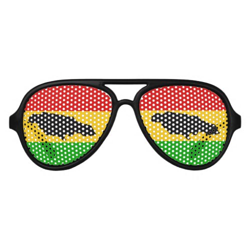 Jamaica Island and Rasta Flag Aviator Sunglasses