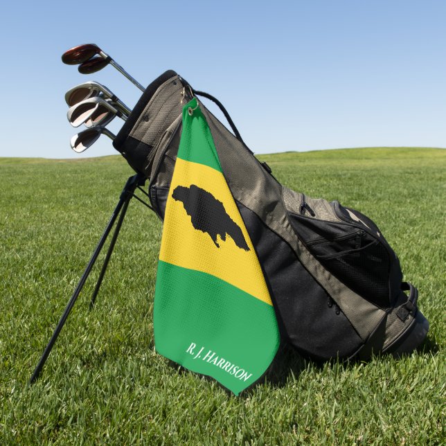 Jamaica Island Green Black Gold Jamaican Flag Golf Towel (Green)