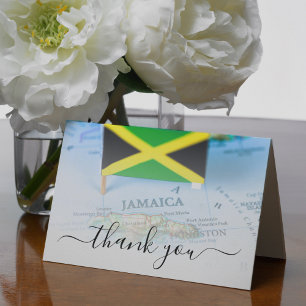 Jamaica Island Jamaican Flag Destination Wedding Letterpress Thank You Card