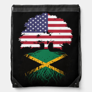 Jamaica Jamaican American USA Tree Roots Flag Drawstring Bag