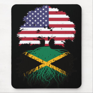 Jamaica Jamaican American USA Tree Roots Flag Mouse Pad