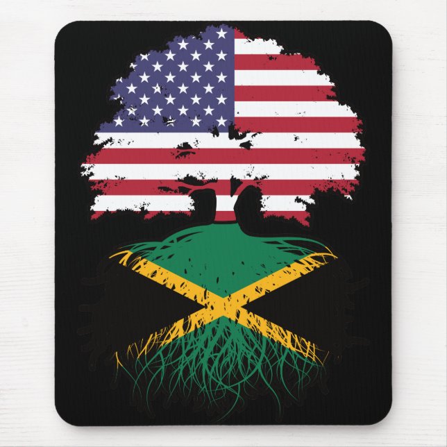 Jamaica Jamaican American USA Tree Roots Flag Mouse Pad (Front)