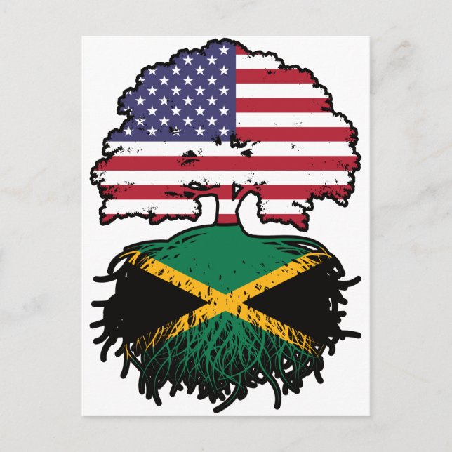 Jamaica Jamaican American USA Tree Roots Flag Postcard (Front)