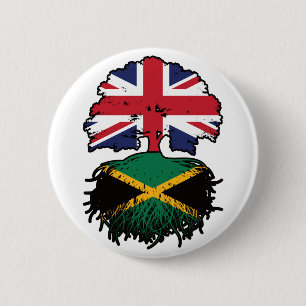 Jamaica Jamaican British UK Tree Roots Flag Button