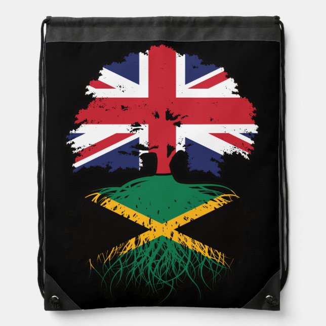 Jamaica Jamaican British UK Tree Roots Flag Drawstring Bag (Front)
