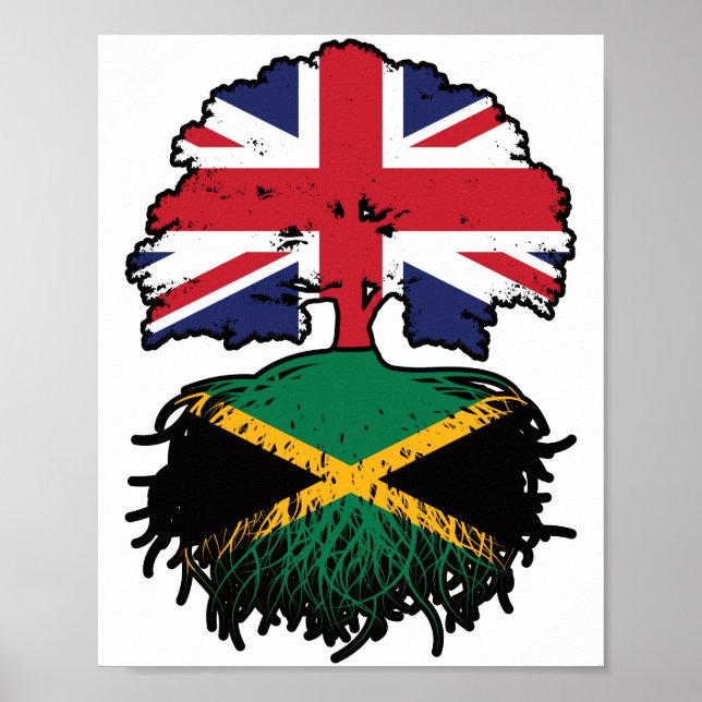 Jamaica Jamaican British UK Tree Roots Flag Poster (Front)