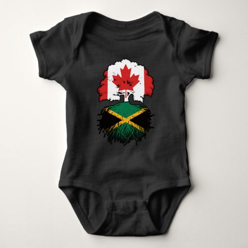 Jamaica Jamaican Canadian Canada Tree Roots Flag Baby Bodysuit