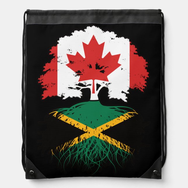 Jamaica Jamaican Canadian Canada Tree Roots Flag Drawstring Bag (Front)