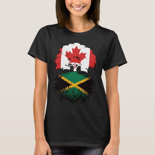 Jamaica Jamaican Canadian Canada Tree Roots Flag T_Shirt