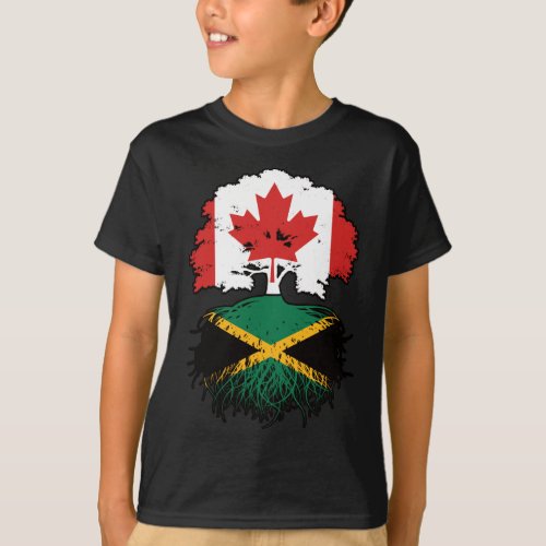 Jamaica Jamaican Canadian Canada Tree Roots Flag T_Shirt