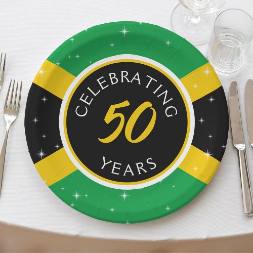 Jamaica Jamaican Flag 50 Year Birthday Anniversary Paper Plates
