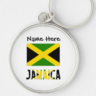 Jamaica Jamaican Flag Black Personalization Keychain