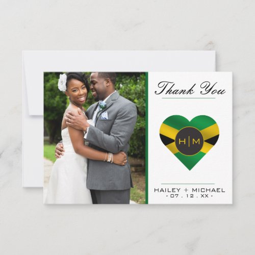 Jamaica Jamaican Flag Caribbean Photo Wedding Thank You Card