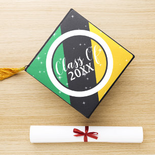 Jamaica Jamaican Flag Colors Stars Class of Graduation Cap Topper
