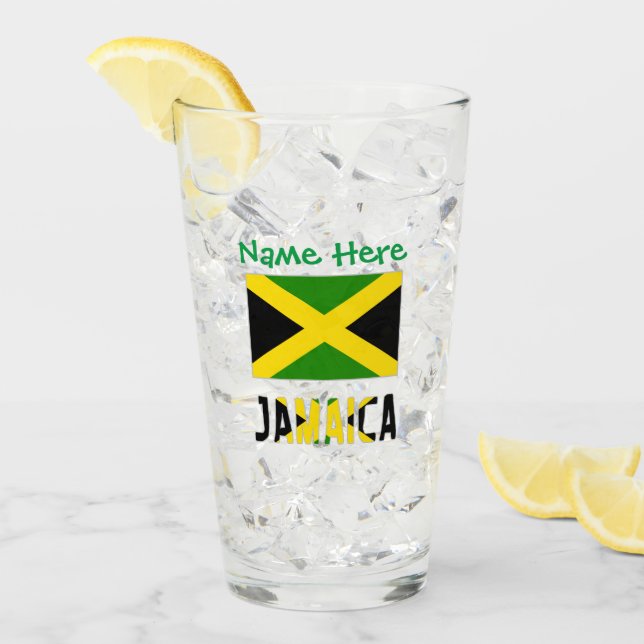 Jamaica Jamaican Flag Green Personalization Drink Glass (Front Ice)