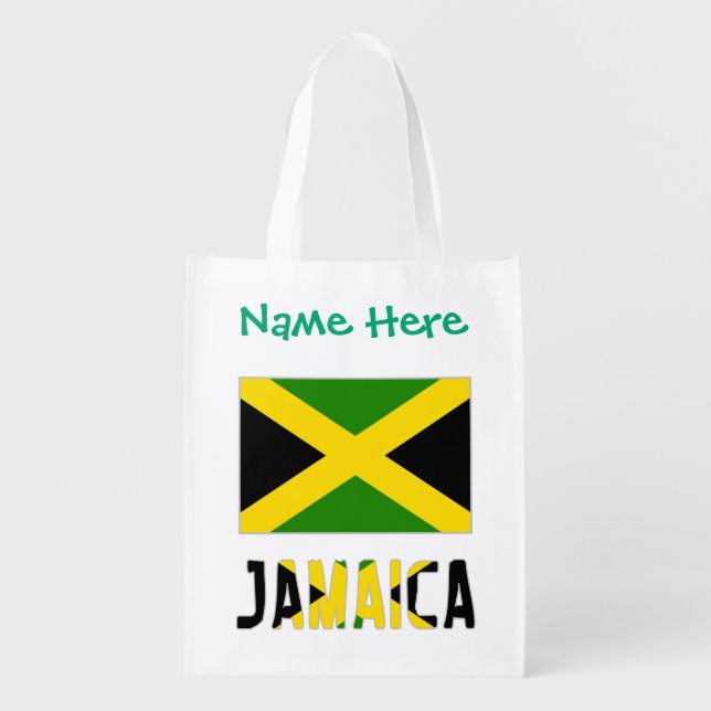 Jamaica Jamaican Flag Green Personalization  Grocery Bag (Front)