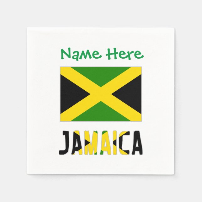 Jamaica Jamaican Flag Green Personalization Party  Napkins (Front)