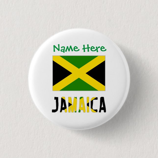Jamaica Jamaican Flag Green Personalization Round Button (Front)