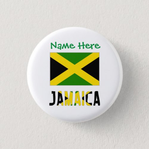 Jamaica Jamaican Flag Green Personalization Round Button