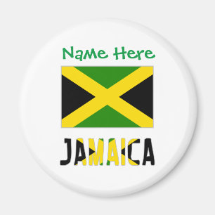 Jamaica Jamaican Flag Green Personalization Round Magnet