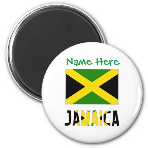 Jamaica Jamaican Flag Green Personalization Round Magnet