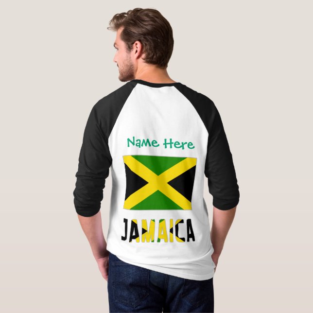 Jamaica Jamaican Flag Green Personalization  T-Shirt (Back Full)