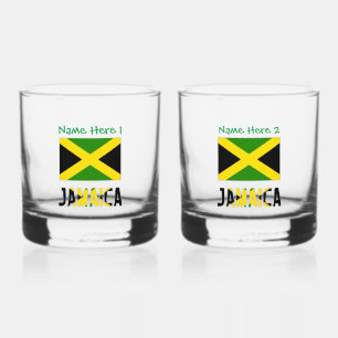 Jamaica Jamaican Flag Green Personalization Whiskey Glass
