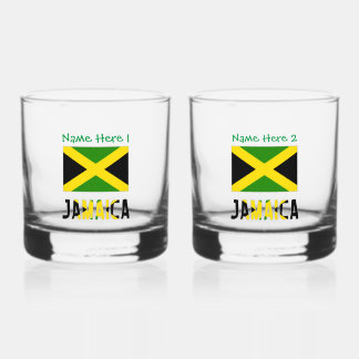 Jamaica Jamaican Flag Green Personalization  Whiskey Glass
